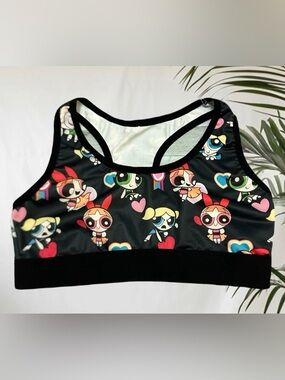Power Puff Cartoon Network Black on White Bra  sport M